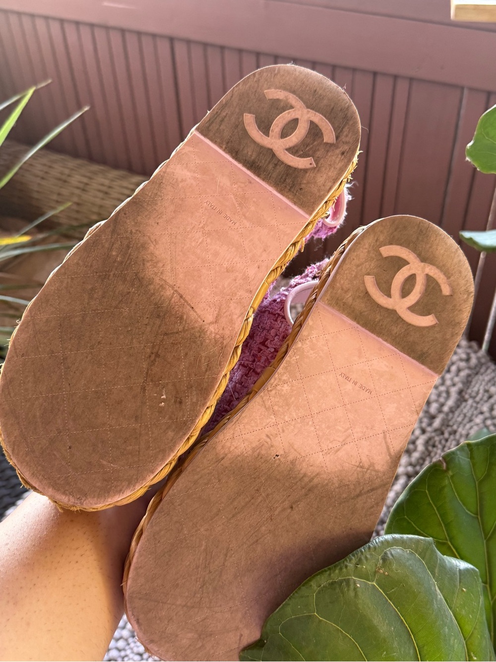 CHANEL Pink Tweed Dad Sandals with CC Hardware - Picture 3 of 4